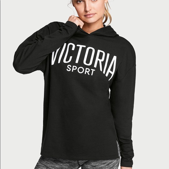 Victoria's Secret Tops - Victorias Secret sport pullover black hoodie small